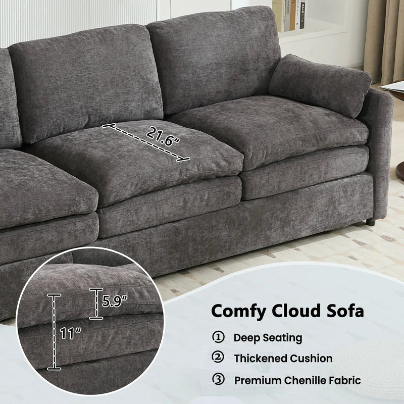 Cozy Upholstered Oversized 3-Seater Cloud Sofa by BLAKHOM