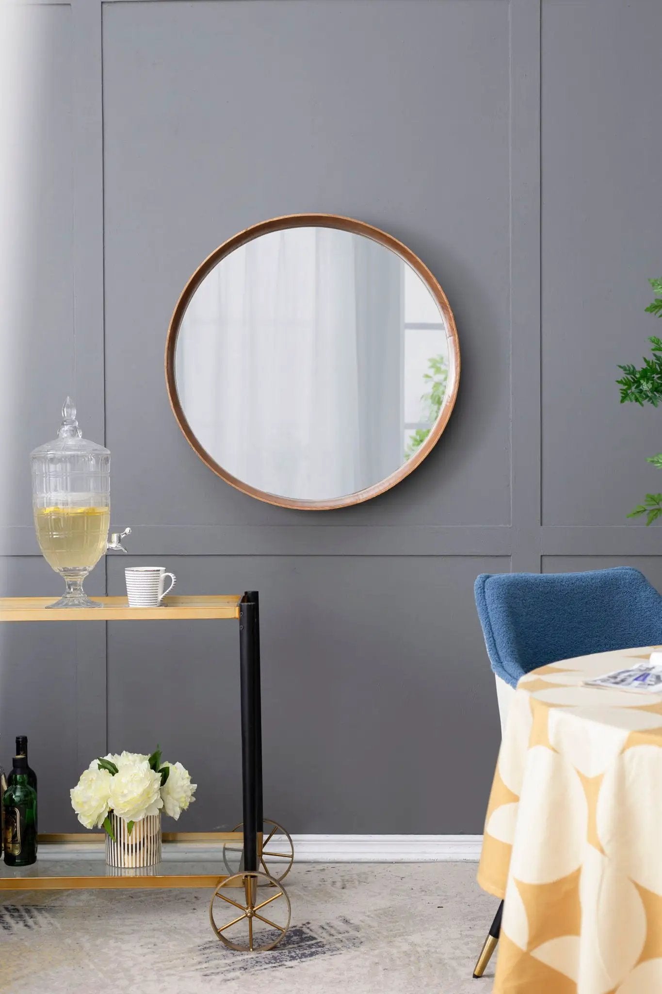 Round Wood Mirror, Wall Mounted Mirror Home Decor For Bathroom Living Room by Unique Piece Furniture