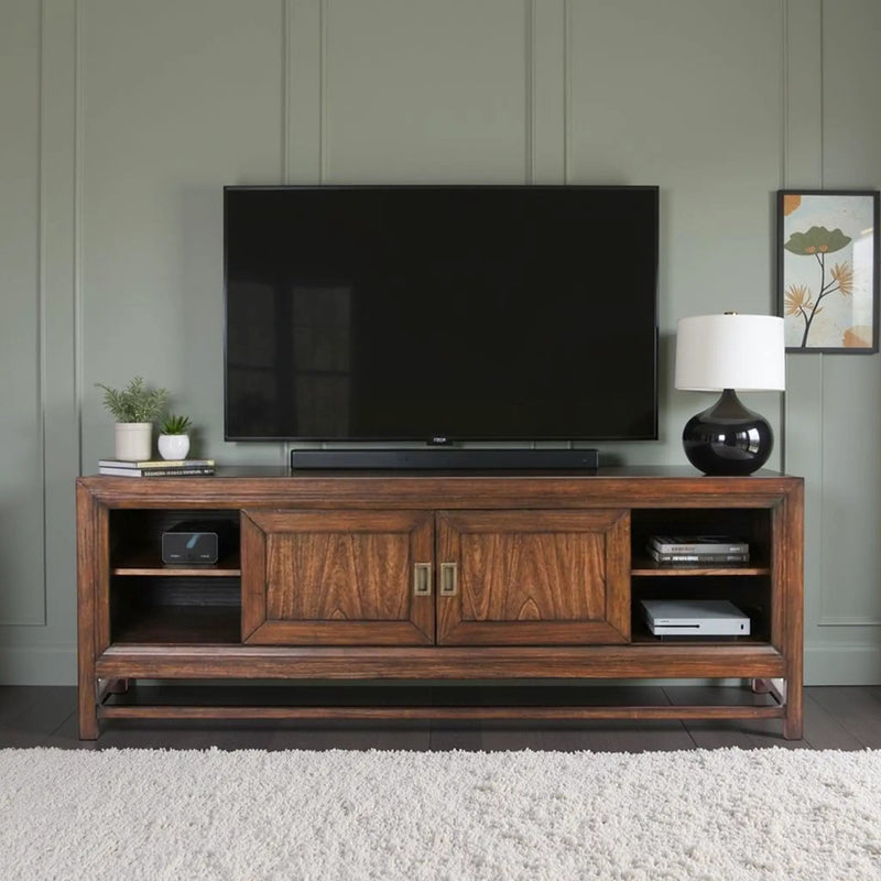 TV Stand Console, For TVs Up To 85", 2 Tone - Brown by HouseOfZazla