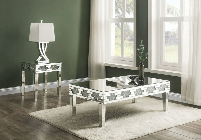 Noralie - 20" Square End Table With Faux Diamonds - Mirrored by Unique Piece Furniture