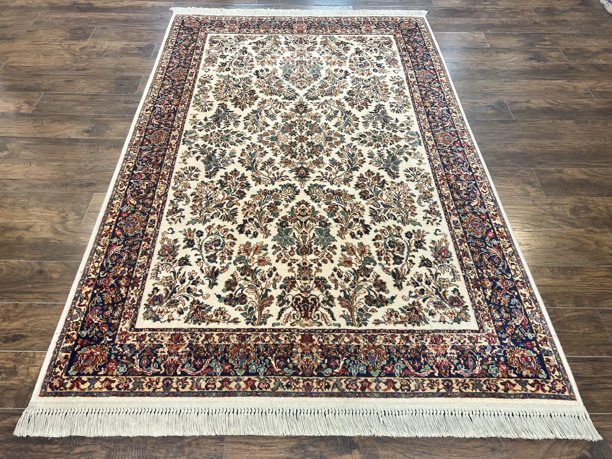 Karastan Rug 5.9 x 9, Ivory Sarouk #760, Wool Vintage Original Collection 700 Series by Jewel Rugs