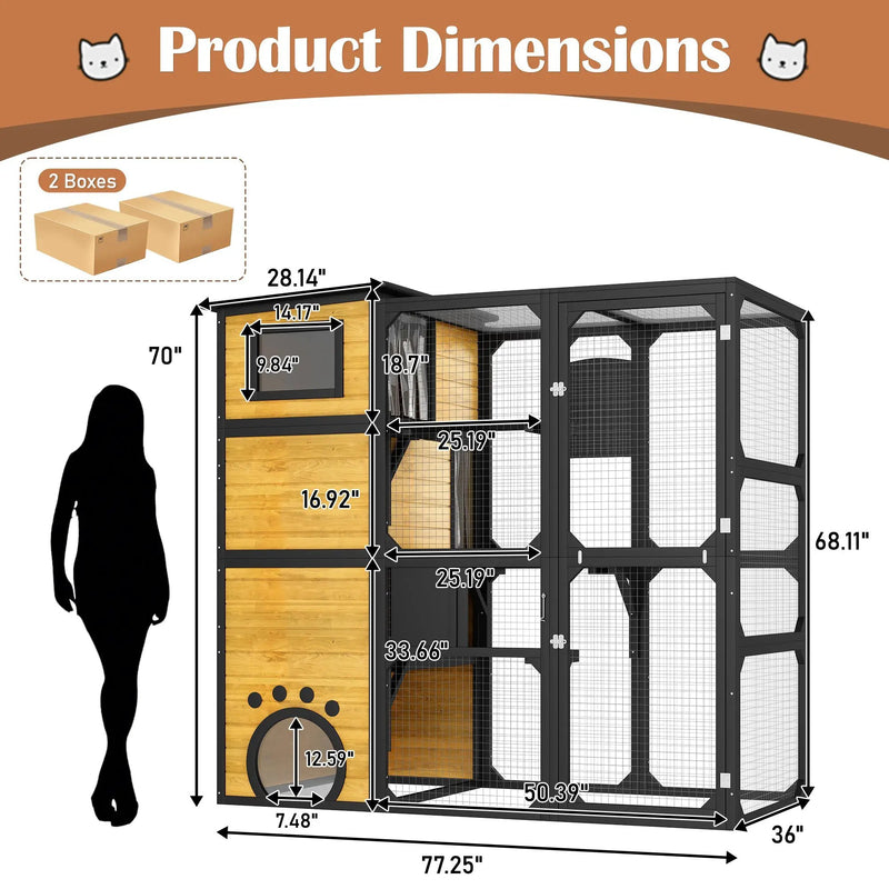 GO Large Cat Catio 4 Tiers Cat Enclosure for Outdoor Cats by HouseOfZazla