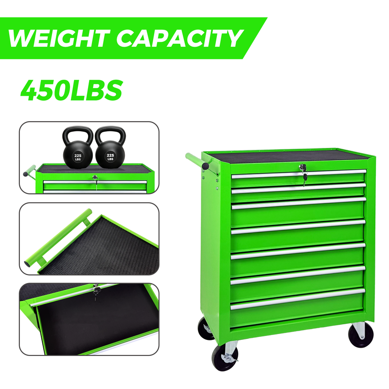 Rolling Tool Chest with 7-Drawer Tool Box - Green by HouseOfZazla