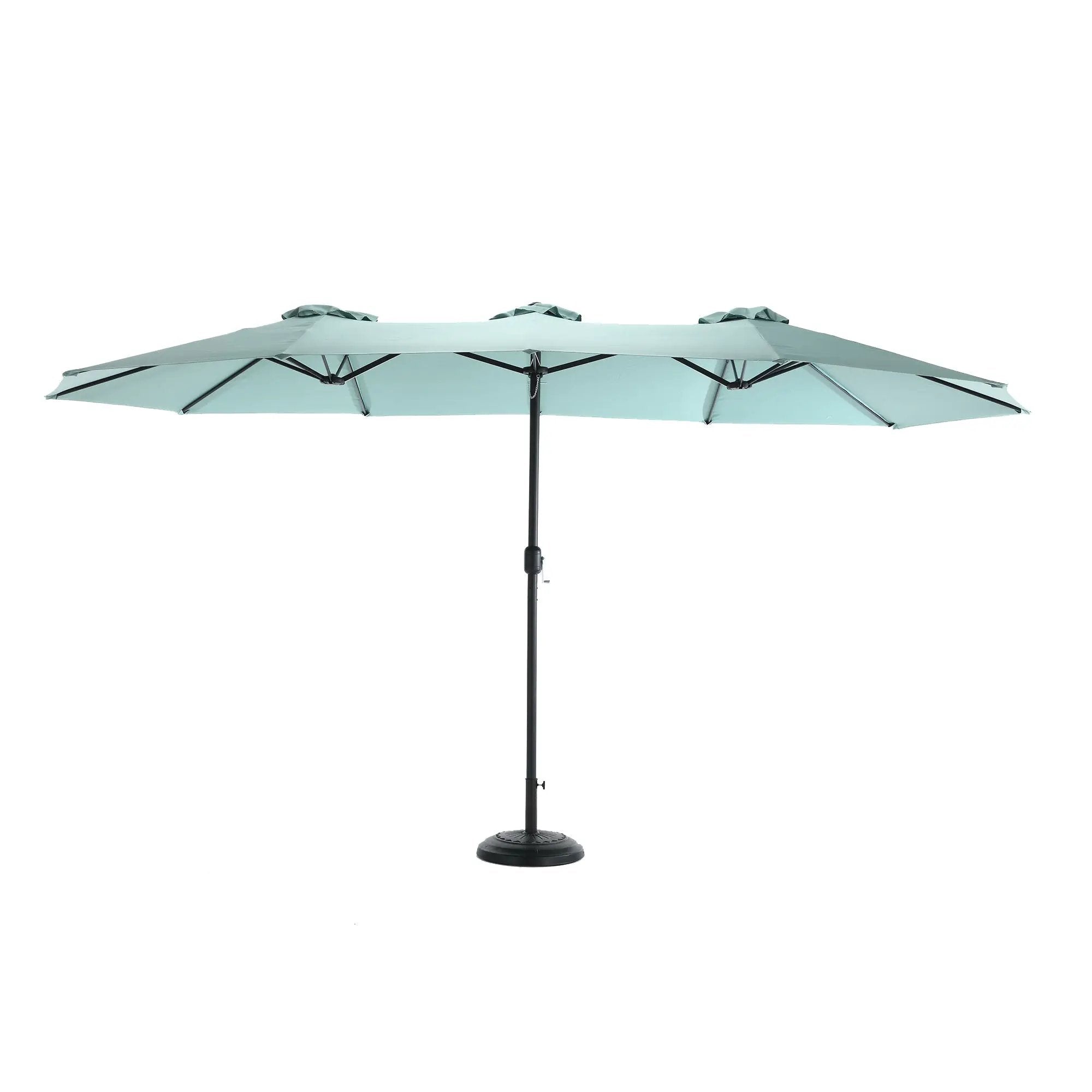 14.8 Ft Double Sided Outdoor Umbrella Rectangular Large with Crank (Light Green) (No Base) by HouseOfZazla