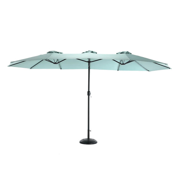 14.8 Ft Double Sided Outdoor Umbrella Rectangular Large with Crank (Light Green) (No Base)