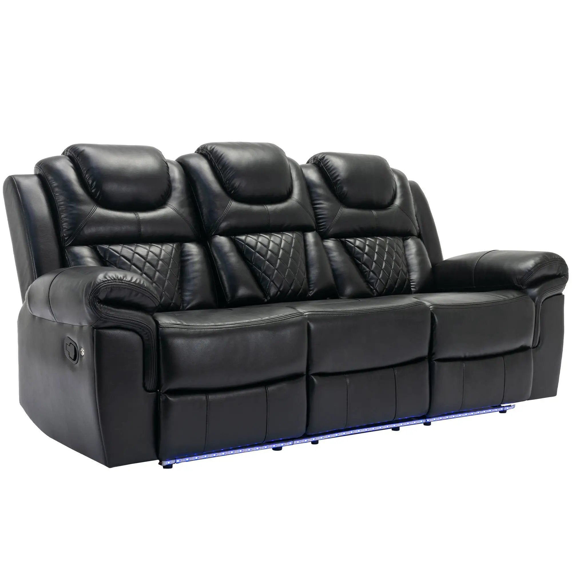 3 Pieces Recliner Sofa Sets Home Theater Seating Manual Recliner Chair With Center Console And LED Light Strip For Living Room by HouseOfZazla