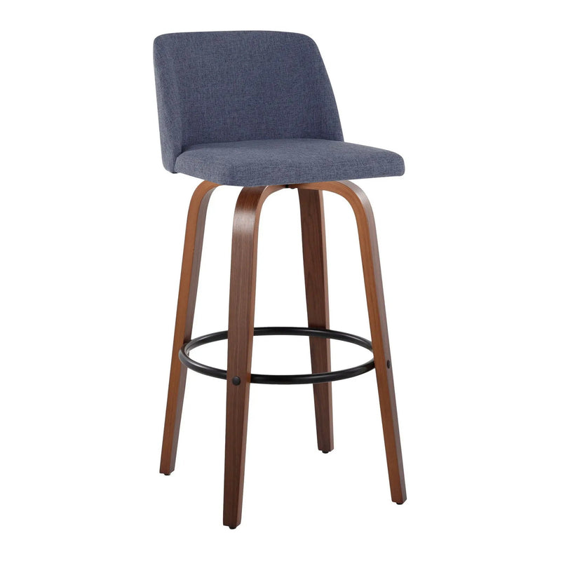 Toriano - Mid Century Modern Fixed Height Barstool Swivel And Round Footrest (Set of 2) by HouseOfZazla