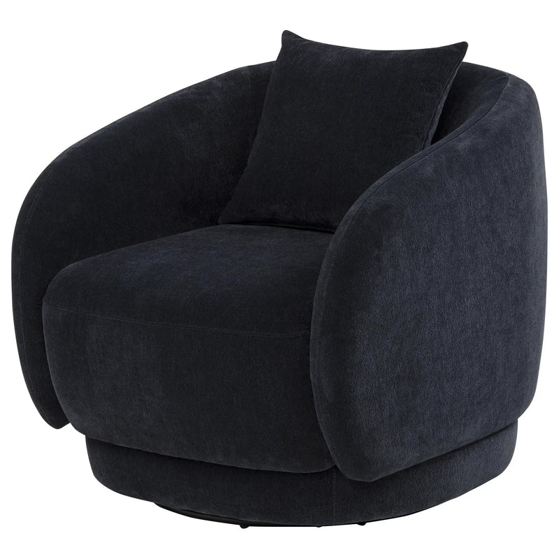 Arnaud Chenille Upholstered Swivel Accent Chair Navy by Unique Piece Furniture