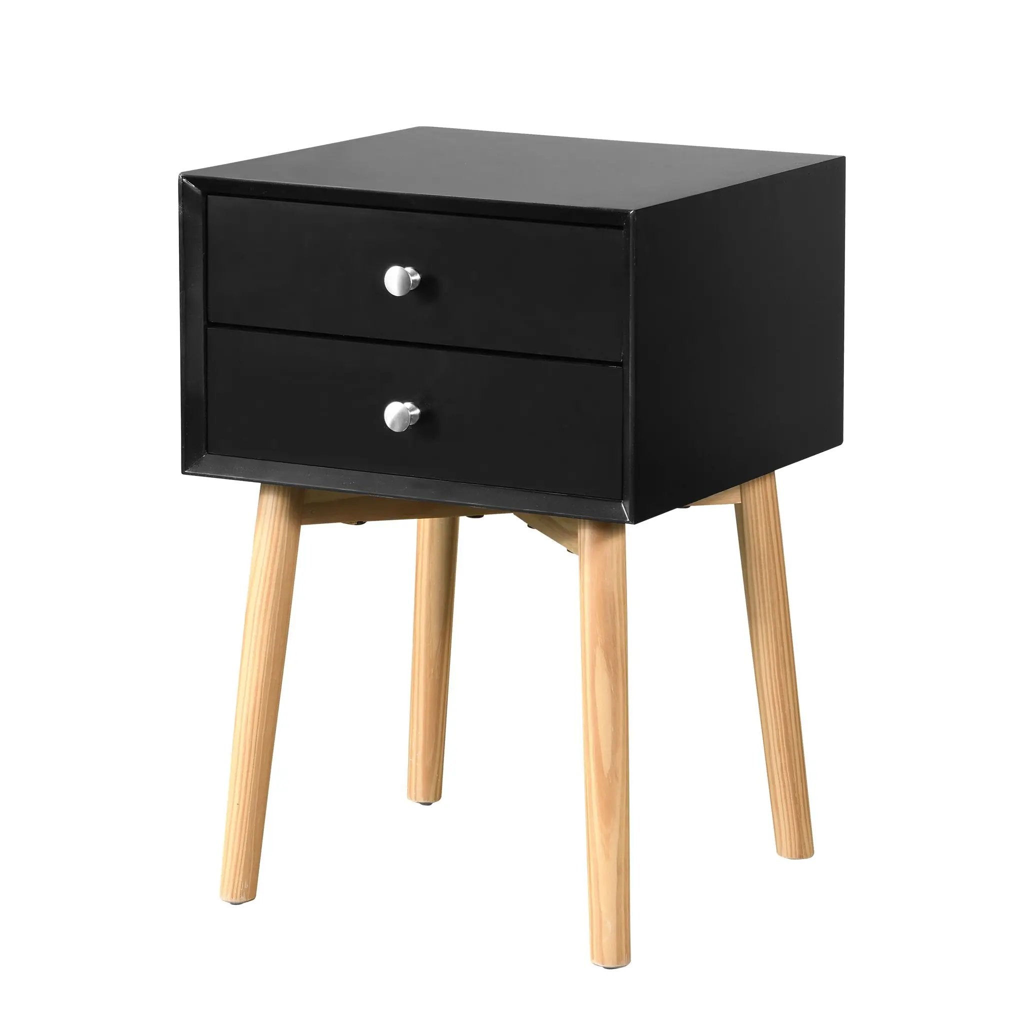 Bedside Table With 2 Drawers Mid-Century Modern Storage Cabinet For Bedroom by HouseOfZazla