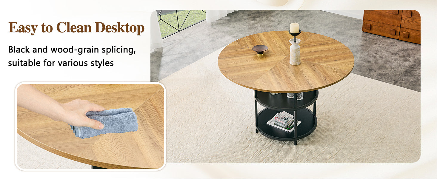 47.3-Inch Diameter Modern Splicing Circular Dining Table by HouseOfZazla