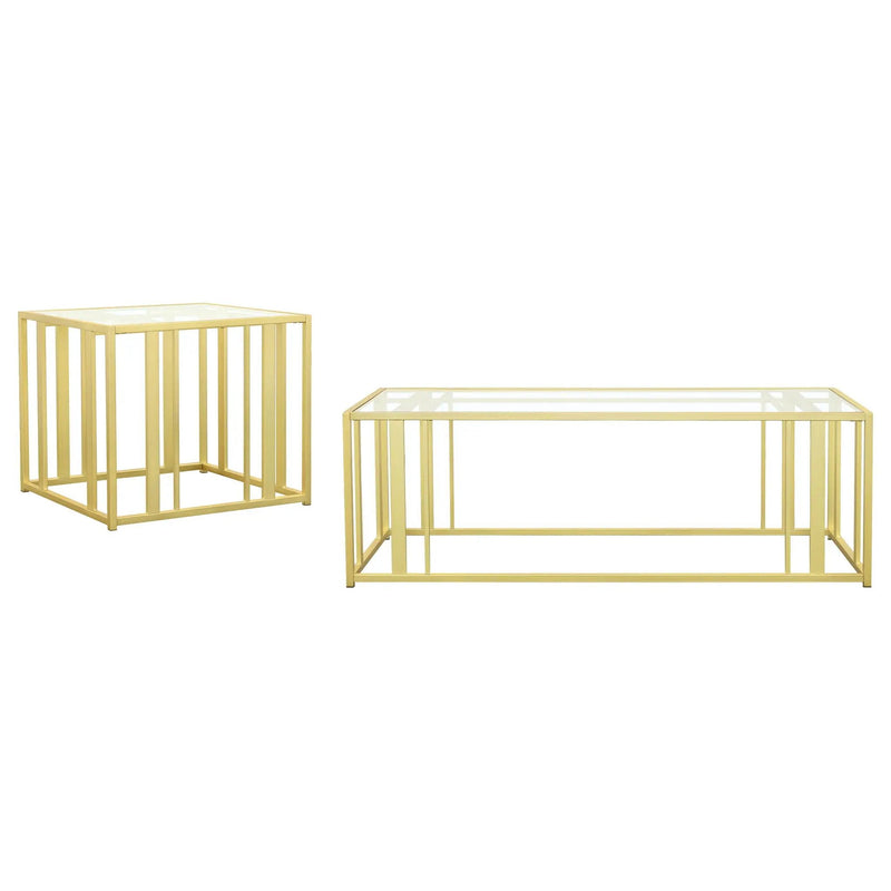 Adri 2-piece Coffee and End Table Set Matte Brass by Unique Piece Furniture