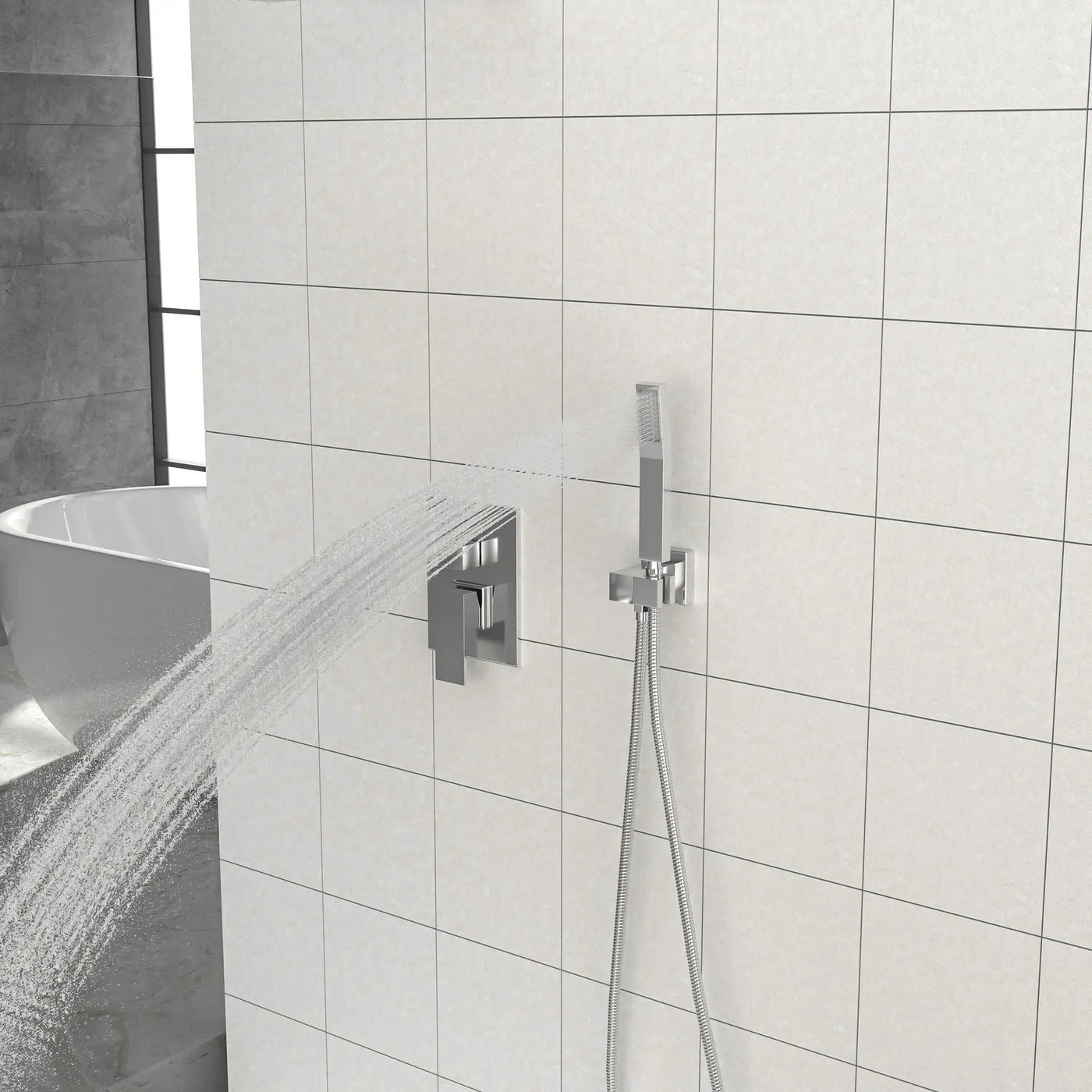 Dual Shower Head System With 12" Square Rain Shower And Rough In Valve by HouseOfZazla