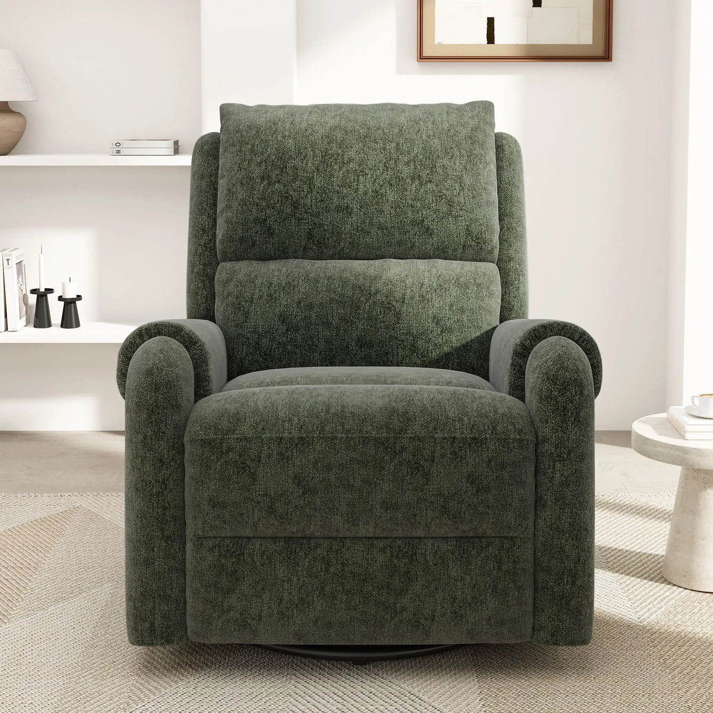 Manual Recliner Massage Chair With Swivel Rocker, 8 Massage Modes, Side Storage Pocket by Unique Piece Furniture
