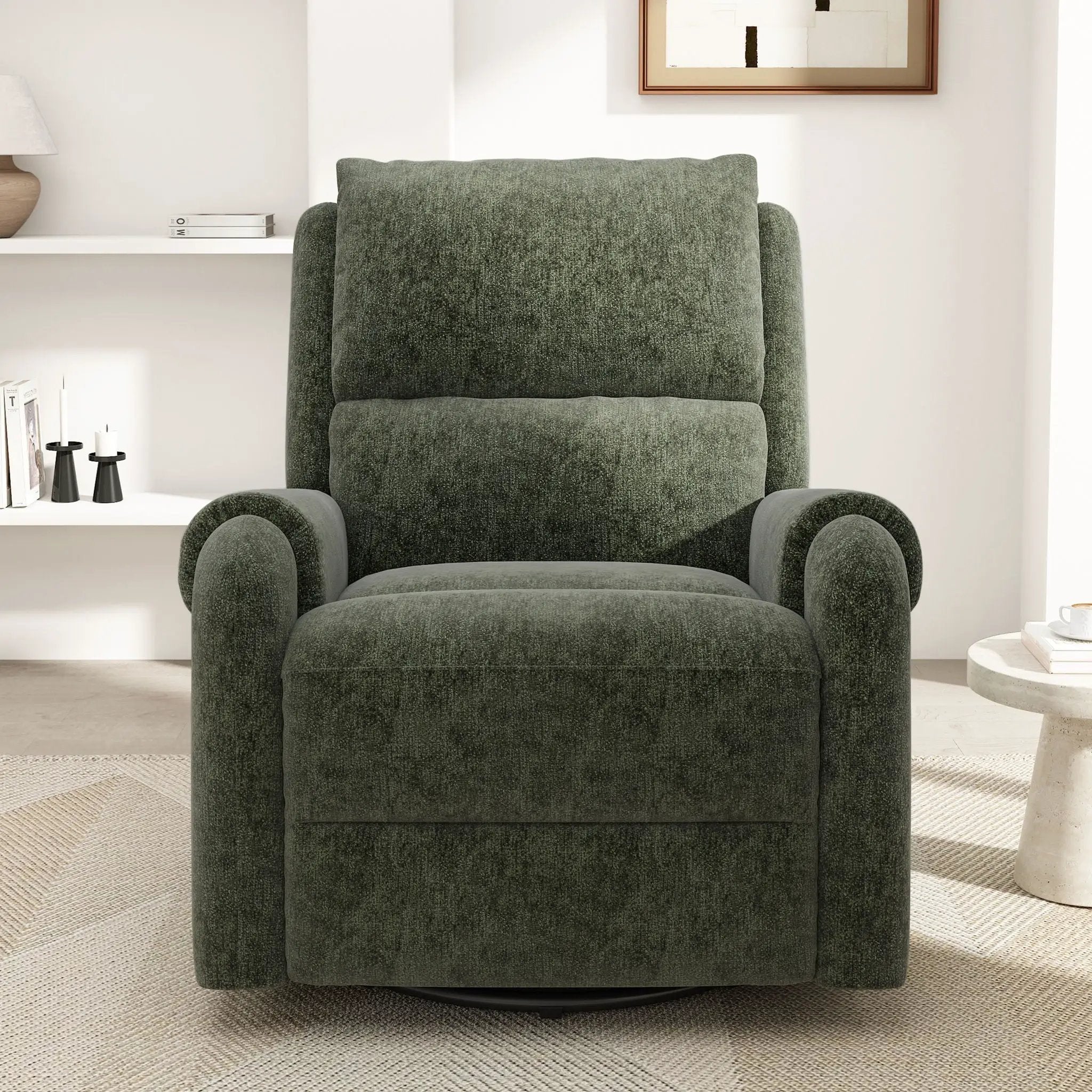 Manual Recliner Massage Chair With Swivel Rocker, 8 Massage Modes, Side Storage Pocket by Unique Piece Furniture