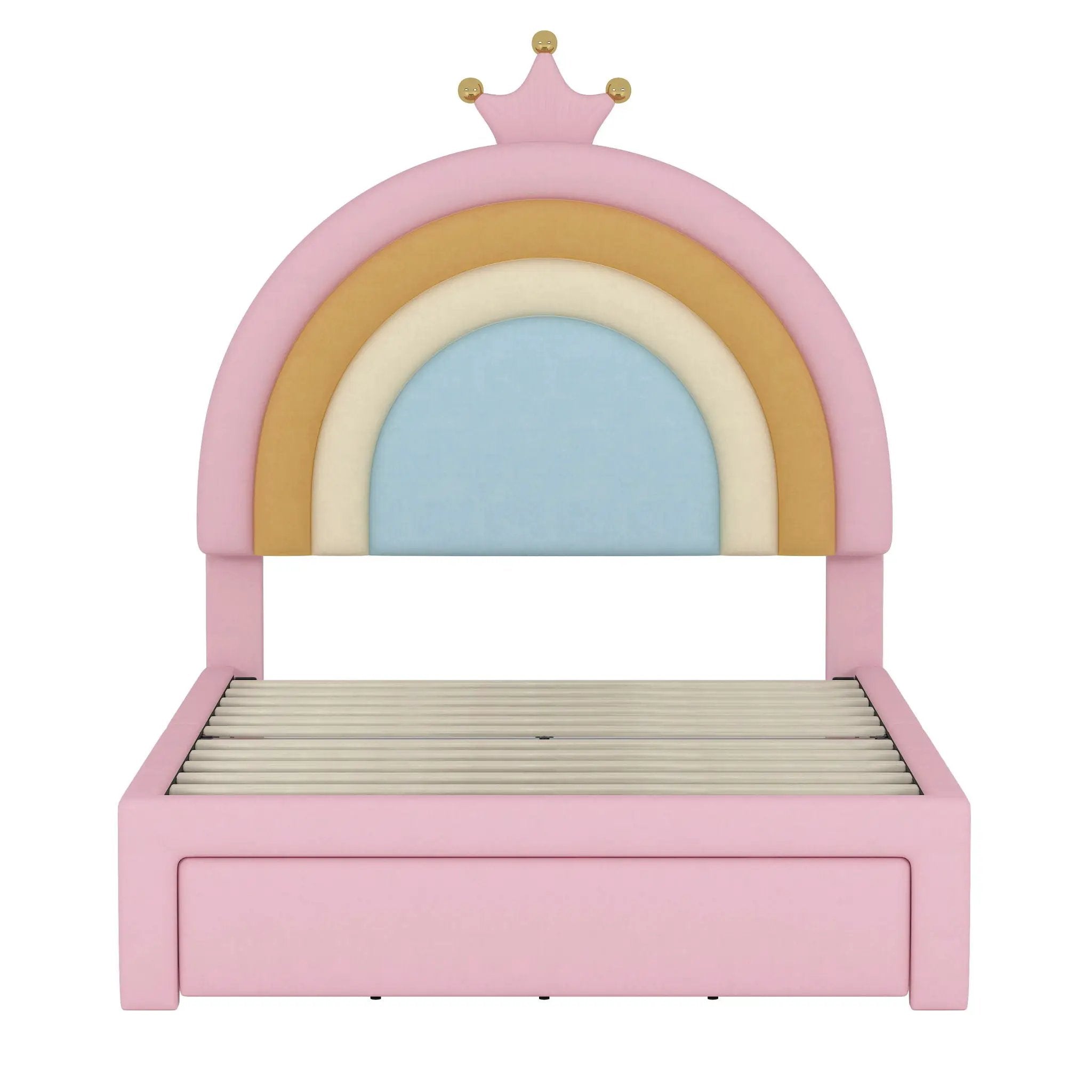 Upholstered Rainbow Design Bed, Princess Platform Bed With Storage Drawer by Unique Piece Furniture