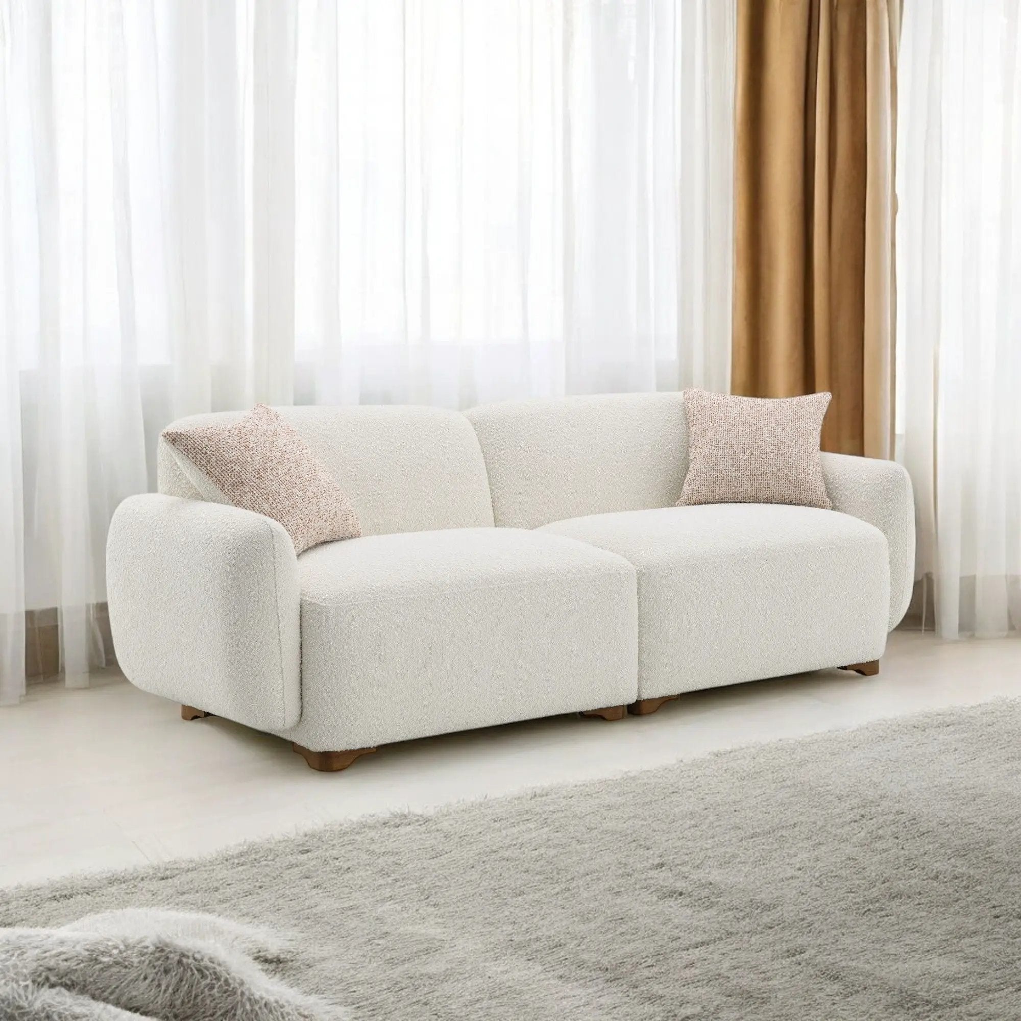 Darius - Boucle Sofa With 2 Toss Pillows - Beige by Unique Piece Furniture