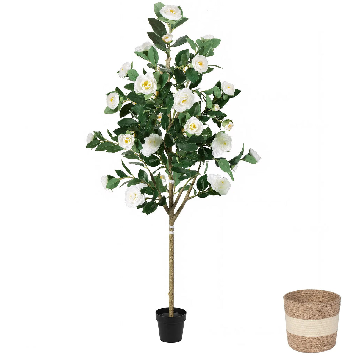 Artificial Camellia Tree 5-FT Faux Plants Indoor by HouseOfZazla
