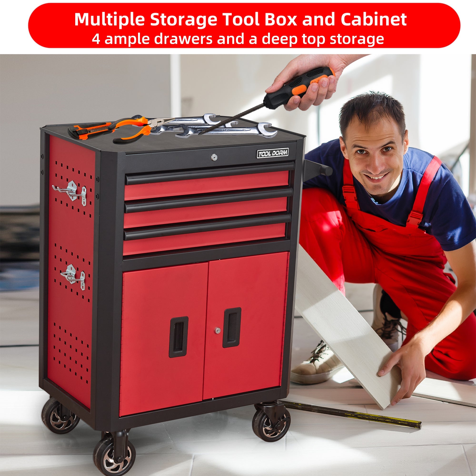 28 Inch 3-Drawer Rolling Tool Chest with Wheels by HouseOfZazla