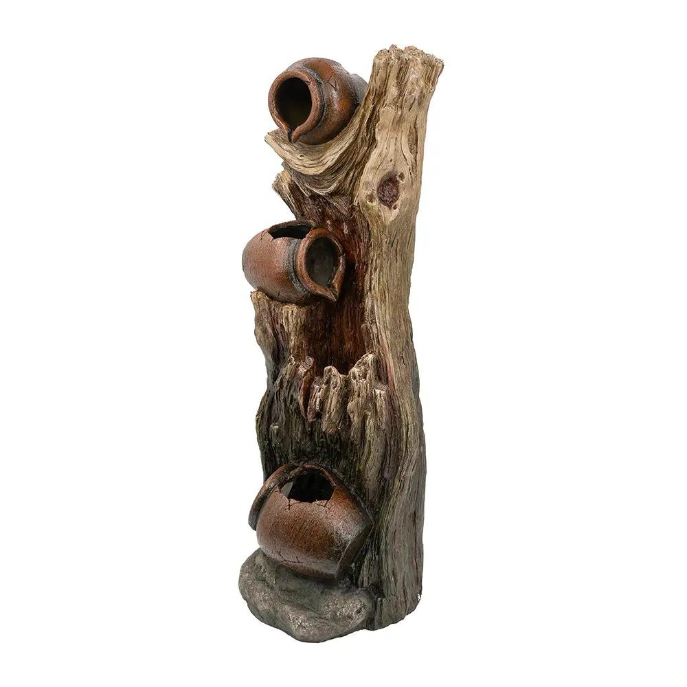 Decorative 3 Tier Tree Trunk Fountain With Lights And Pump - Brown by HouseOfZazla