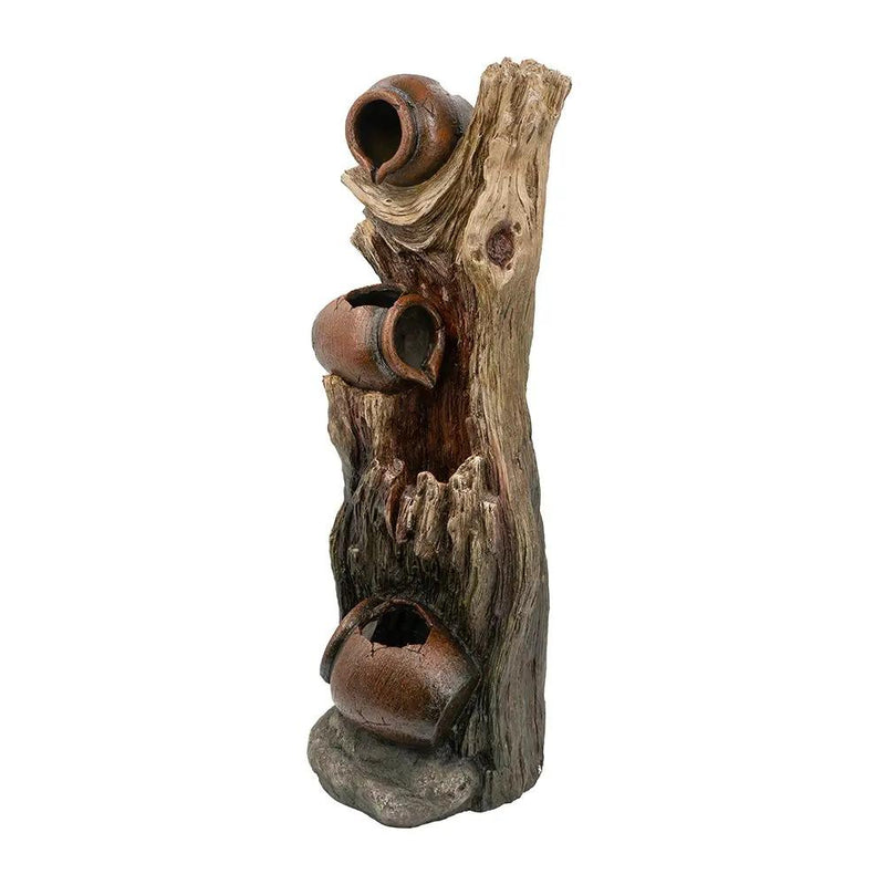 Decorative 3 Tier Tree Trunk Fountain With Lights And Pump - Brown by HouseOfZazla