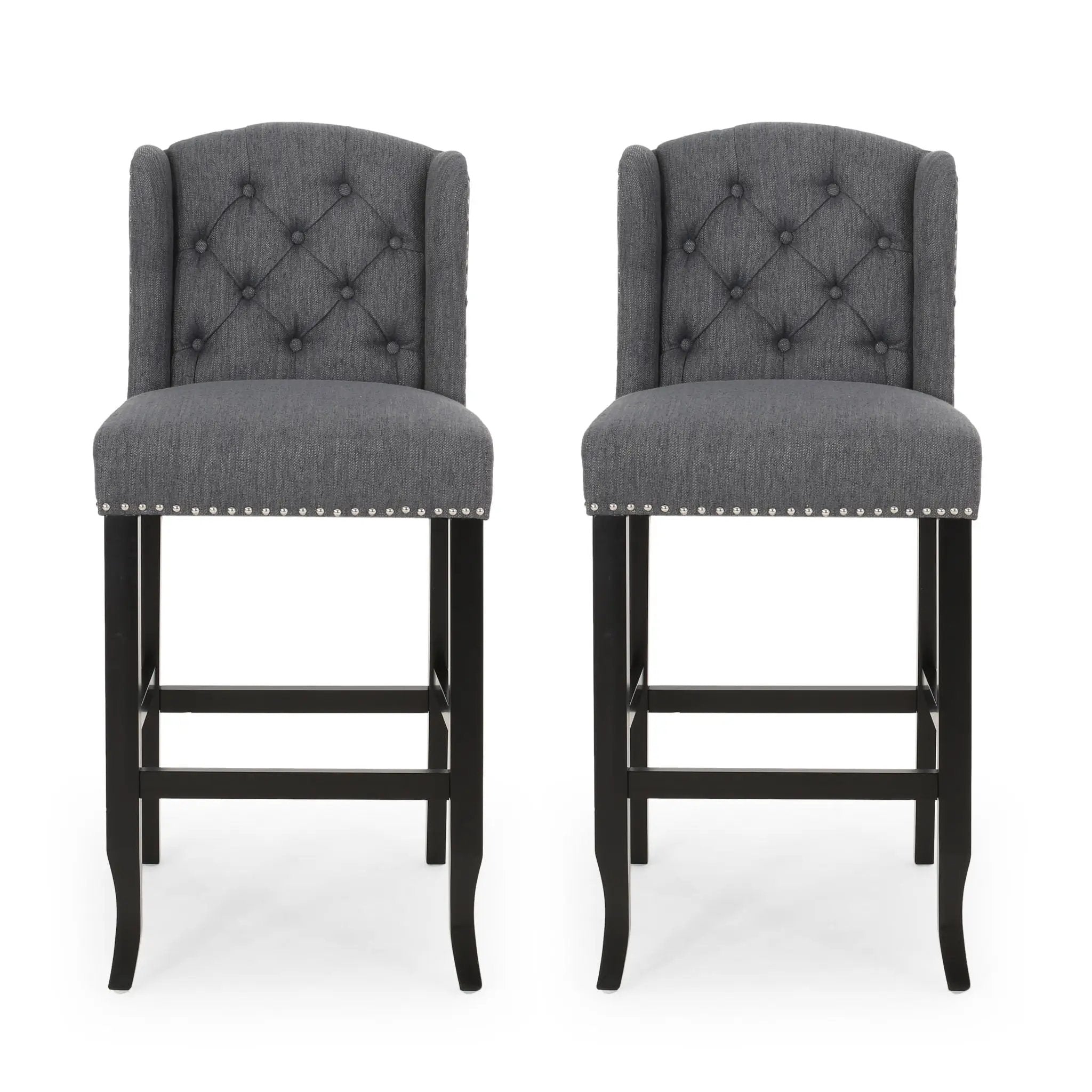 Vienna Contemporary Fabric Tufted Wingback Counter Stools (Set of 2) by HouseOfZazla