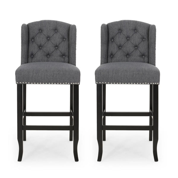Vienna Contemporary Fabric Tufted Wingback Counter Stools (Set of 2)