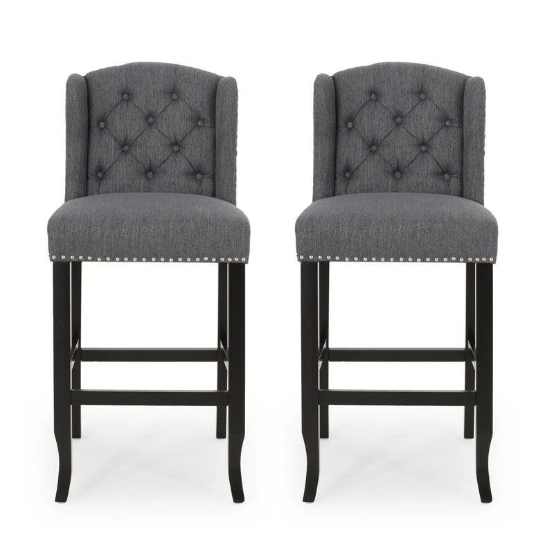 Vienna Contemporary Fabric Tufted Wingback Counter Stools (Set of 2) by HouseOfZazla