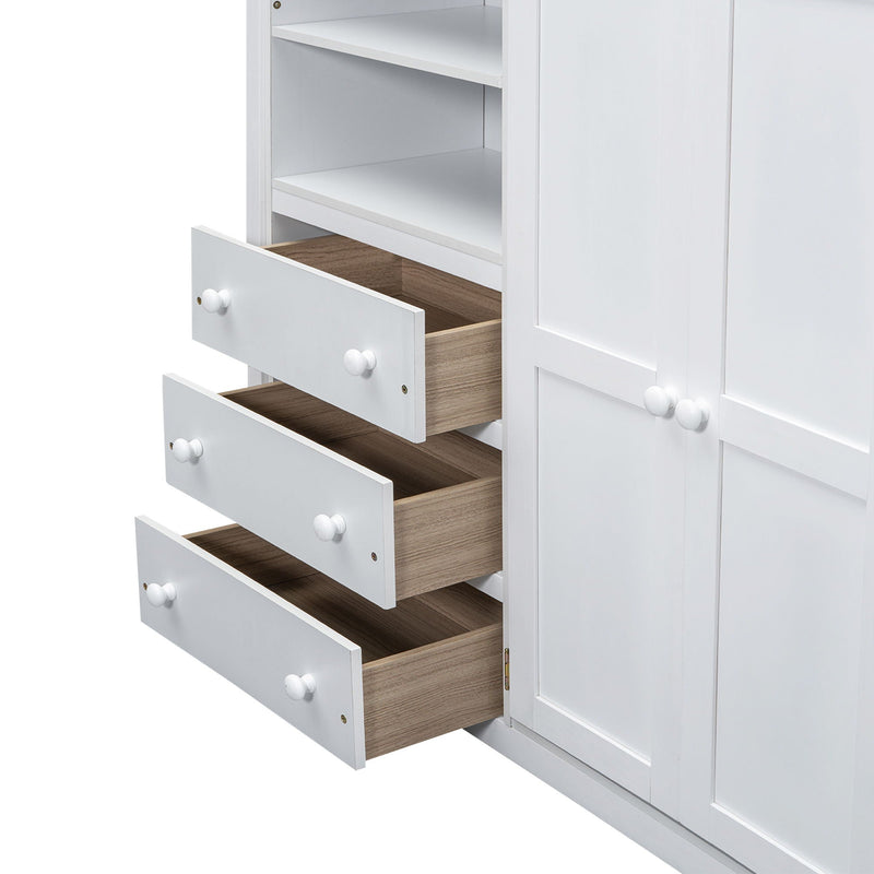 Loft Bed With Built In Wardrobe, Shelves And Drawers