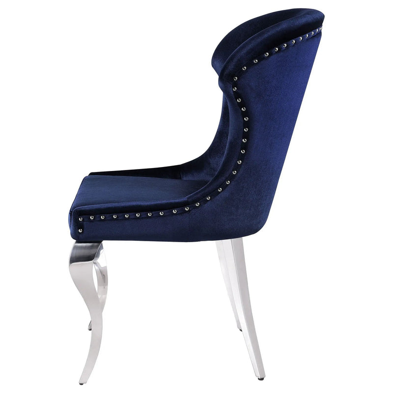Cheyanne Upholstered Dining Side Chair Ink Blue (Set of 2) by Unique Piece Furniture