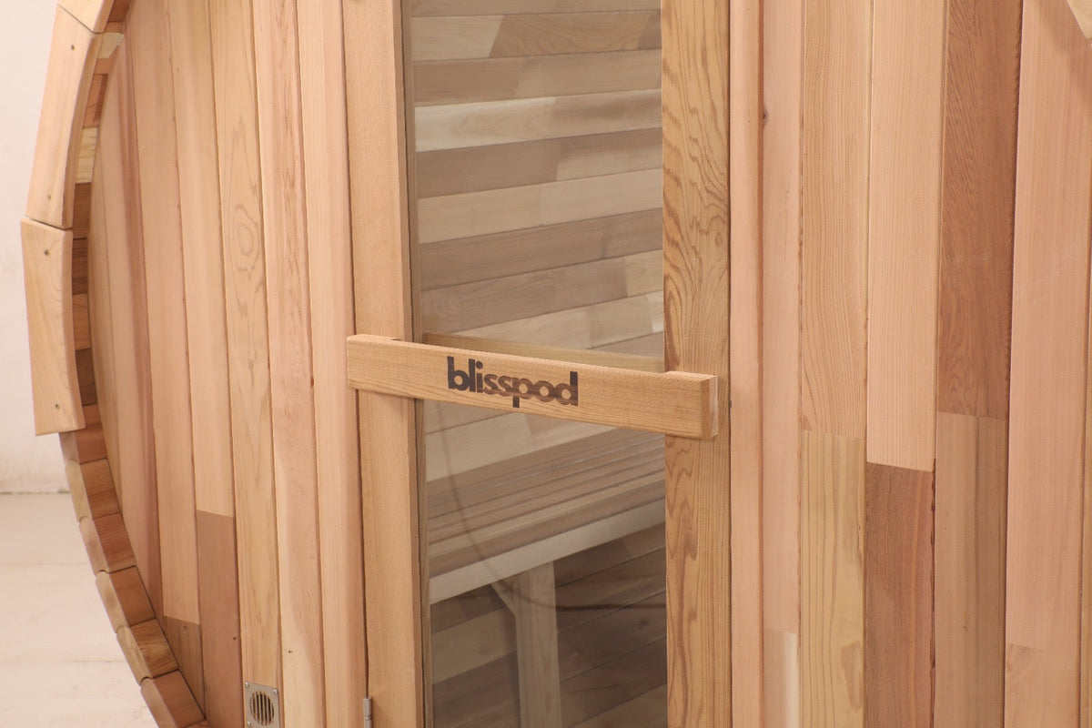Blisspod | Prague | Canadian Red Cedar Outdoor Steam Barell Sauna | 2-4 / 4-6 persons with Full Glass Back & 2 front Porch seats, photo 13 of 14