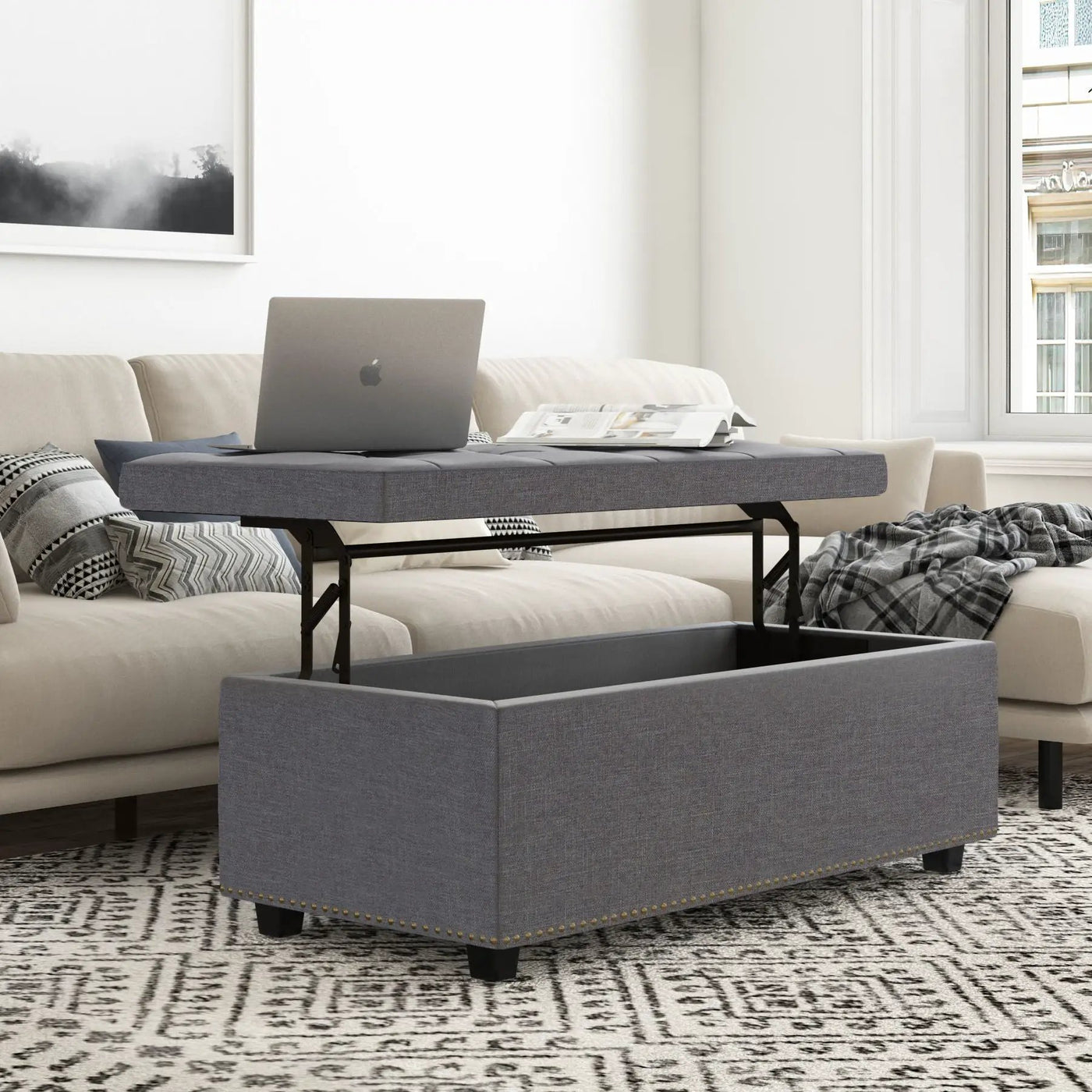 Hamilton - Upholstered Lift Top Rectangular Storage Ottoman by Unique Piece Furniture