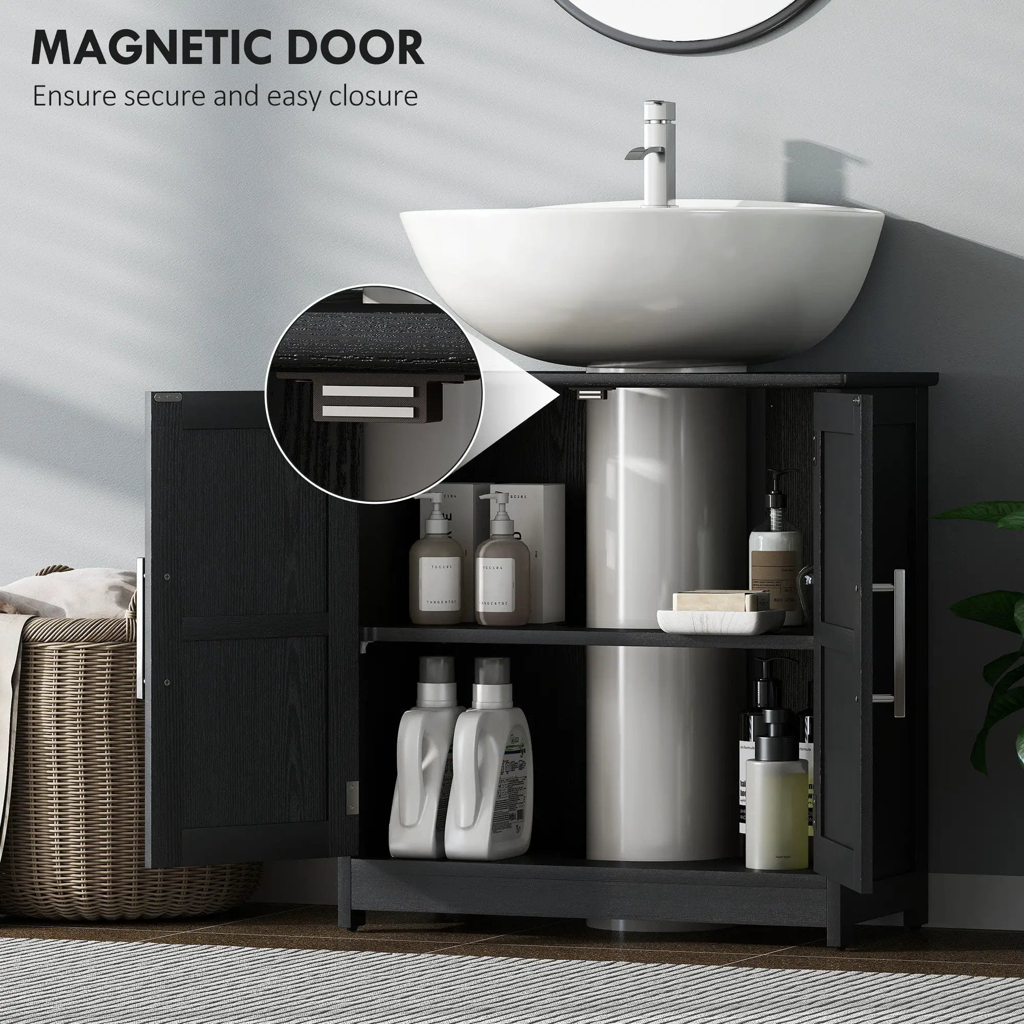 Pedestal Sink Storage Cabinet with 2 Barn Doors and Adjustable Shelf by HouseOfZazla