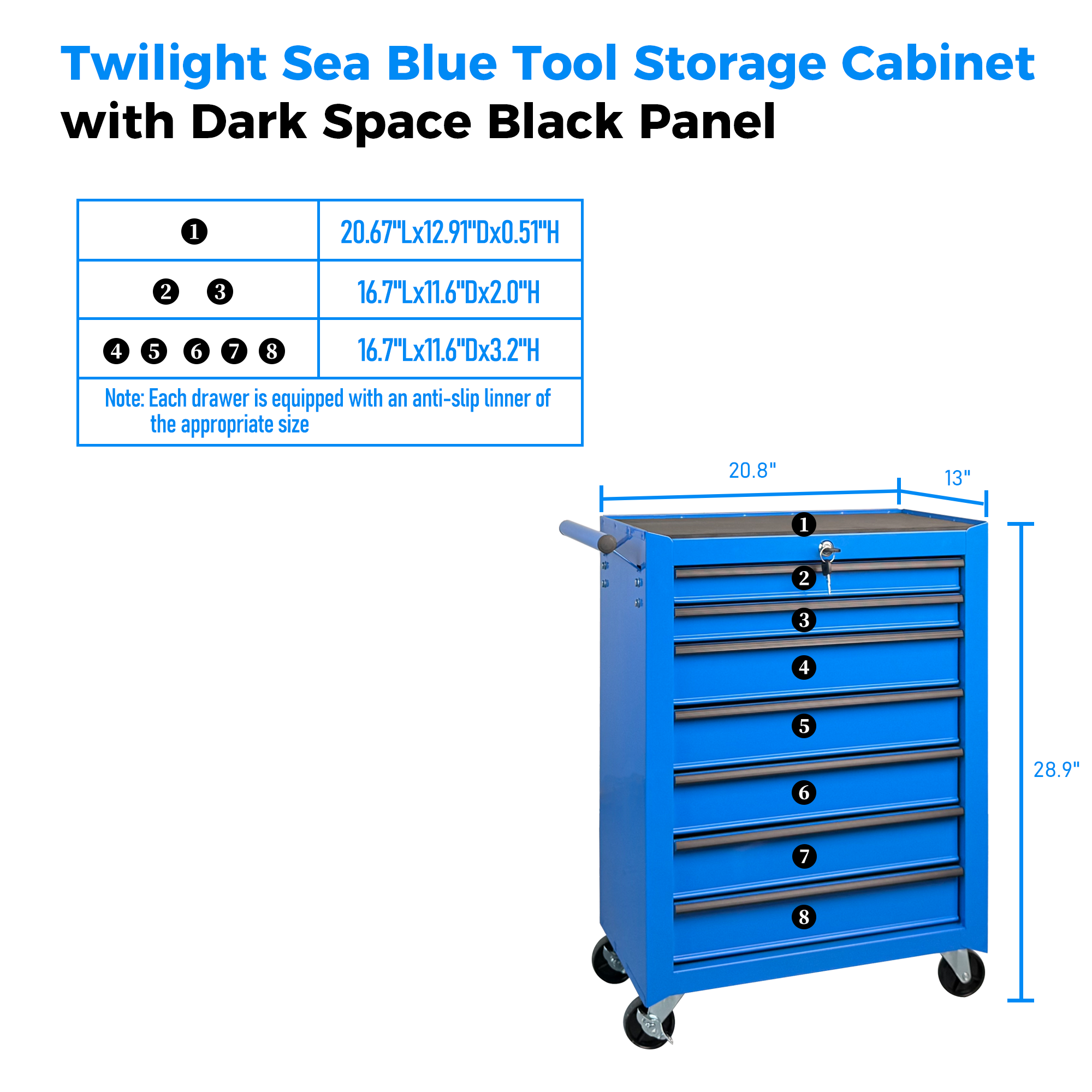 Rolling Metal Tool Chest with 7 Drawers, 20" Steel Cabinet by HouseOfZazla