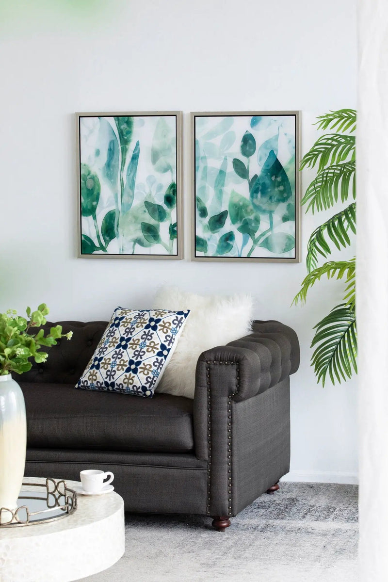 Framed Printed Acrylic Decorative Wall Art, Wall Decor For Living Room (Set of 2) - White / Green by Unique Piece Furniture