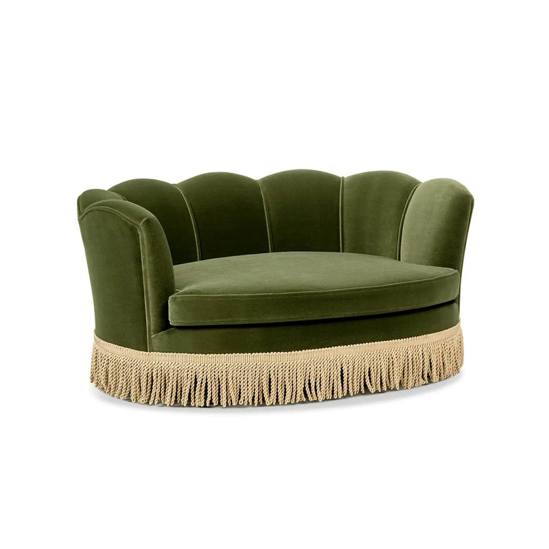 Clara 34.5" Scalloped Pet Sofa Bed - Medium, Olive by HouseOfZazla