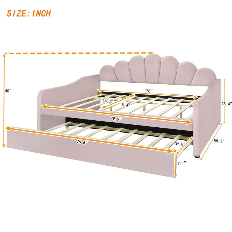 Upholstery Daybed Frame With Shell Shaped Backrest by Unique Piece Furniture