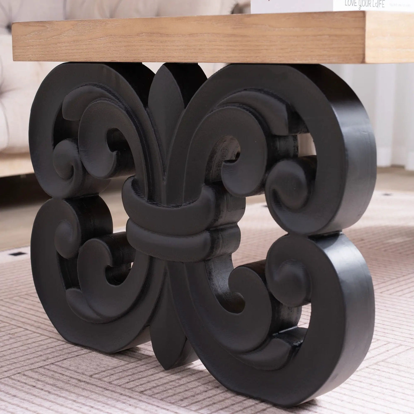Ornate Scroll Base Coffee Table by Unique Piece Furniture