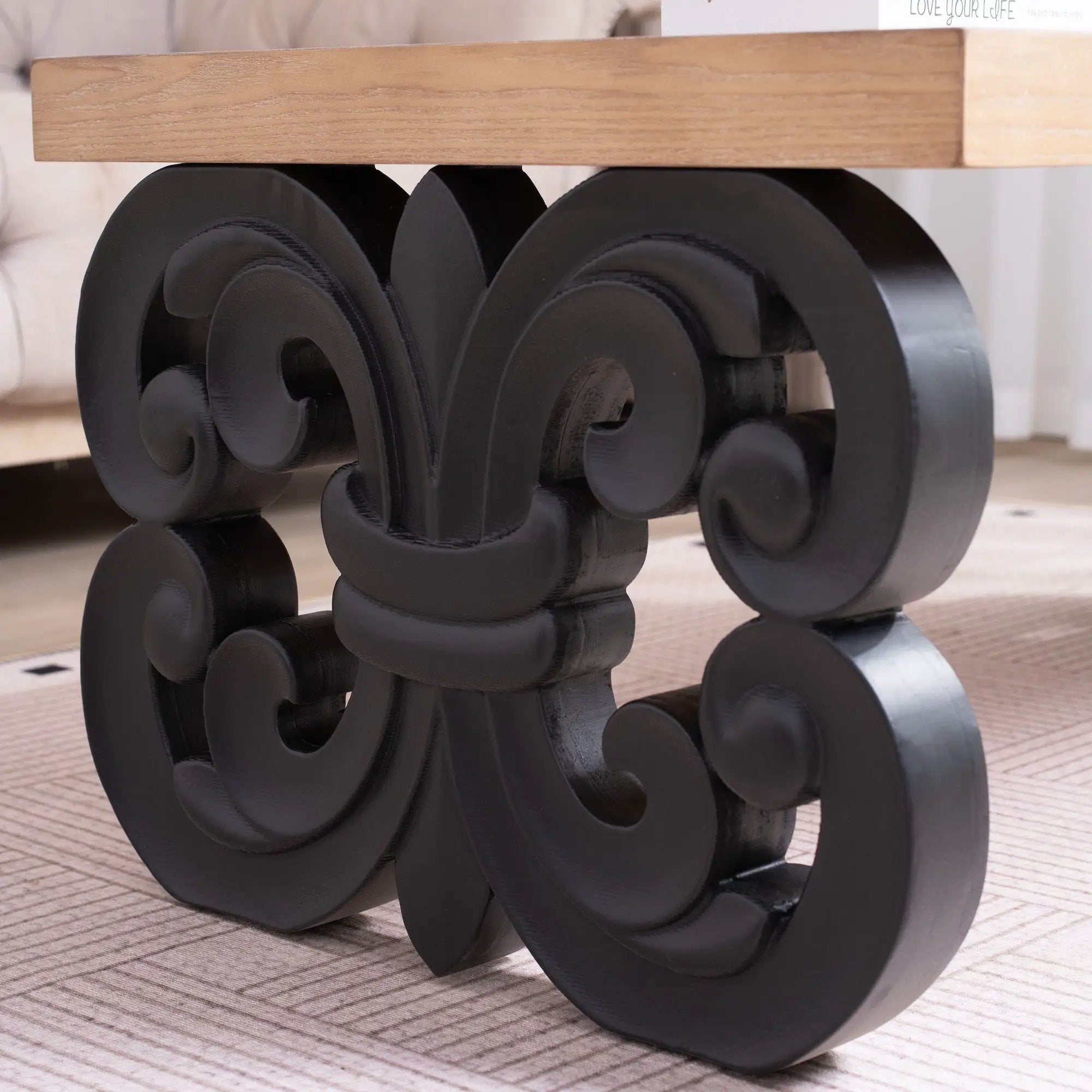 Ornate Scroll Base Coffee Table by Unique Piece Furniture