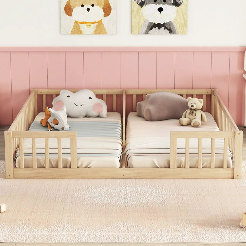 Double Floor Bed With Fence, Guardrails, Without Door by HouseOfZazla