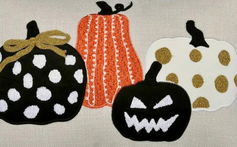 Halloween Pumpkin Embroidered Throw Pillow – Spooky Polka Dot by HouseOfZazla