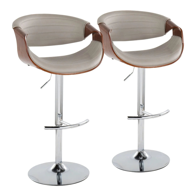 Symphony - Mid Century Modern Adjustable Barstool & Swivel With Rounded T Footrest (Set of 2) by Unique Piece Furniture