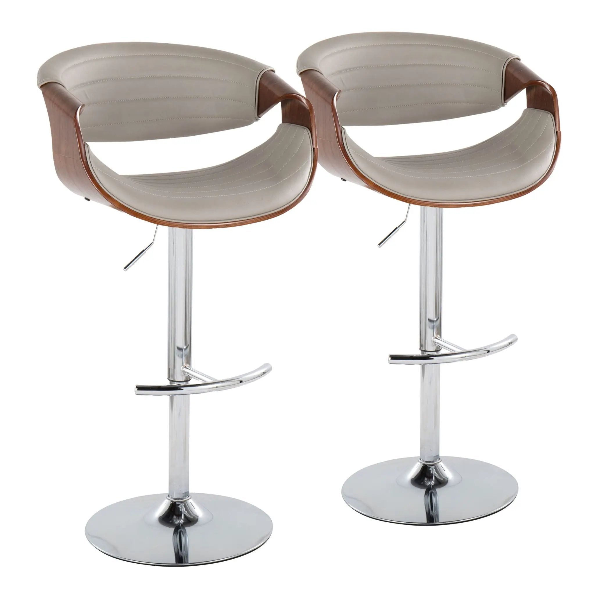 Symphony - Mid Century Modern Adjustable Barstool & Swivel With Rounded T Footrest (Set of 2) by HouseOfZazla