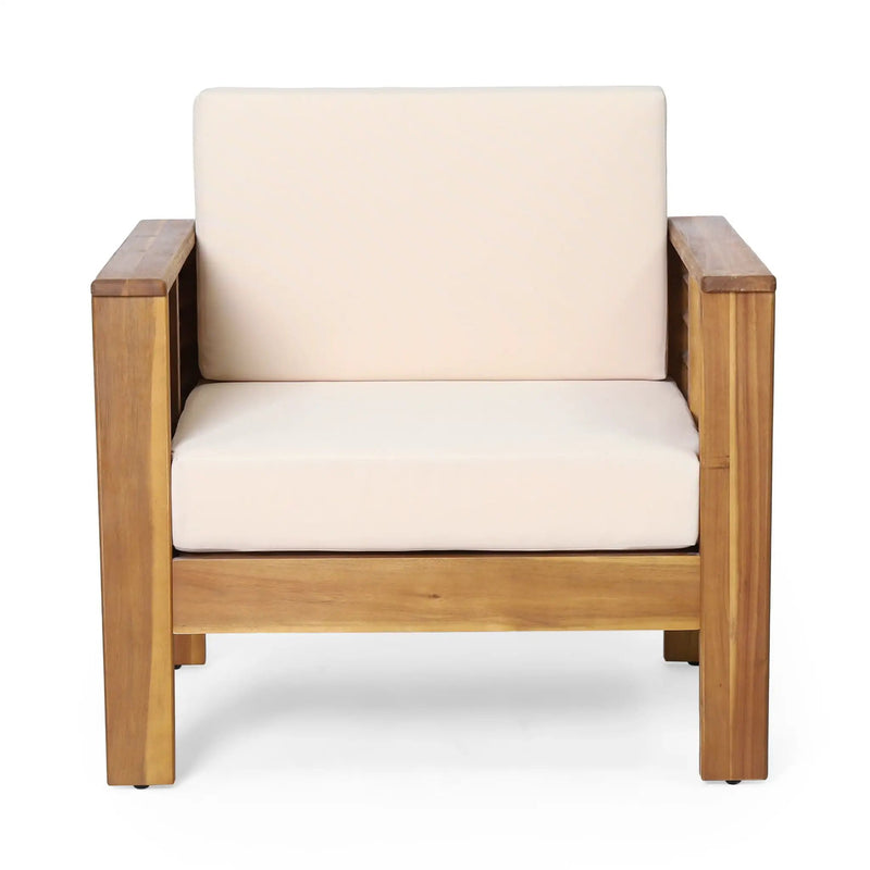 Acacia Wood Loveseat And Coffee Table Set With Cushions by HouseOfZazla