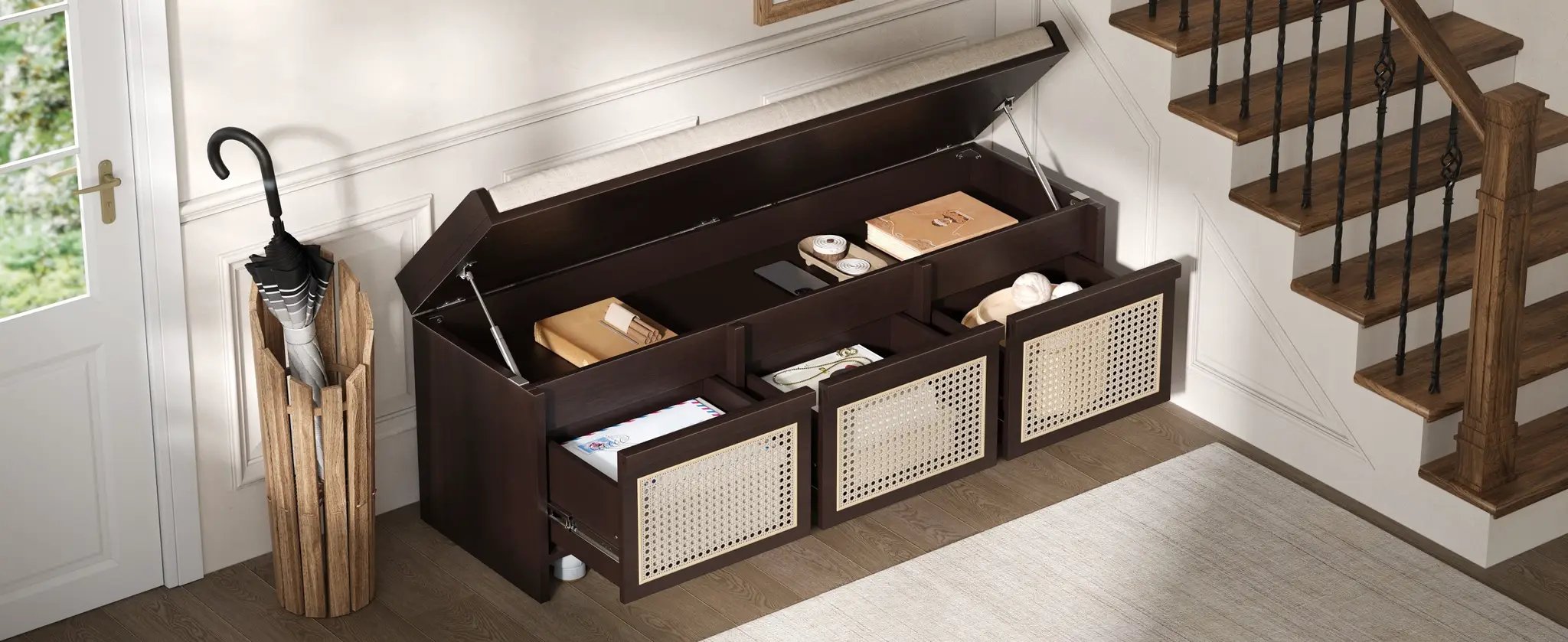 TREXM 48" Entryway Shoe Bench by HouseOfZazla