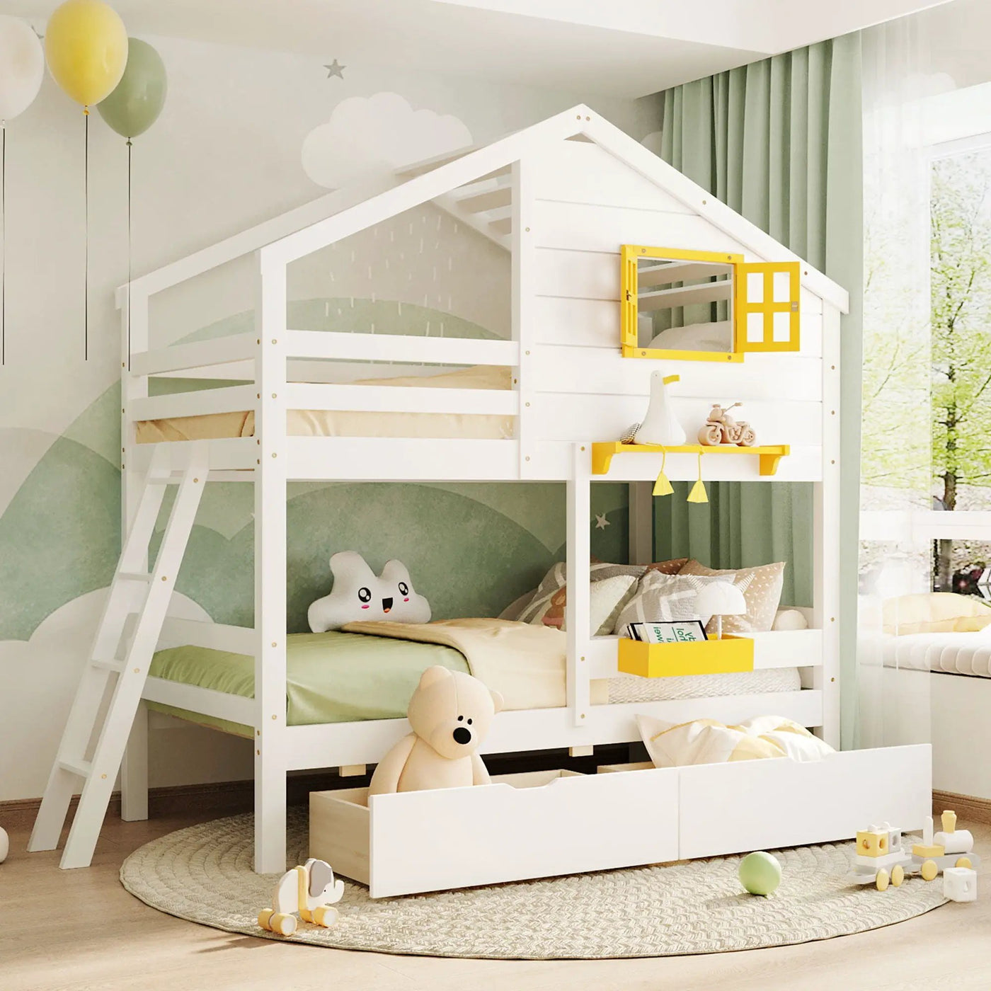 Bunk Bed With Playhouse Roof And Window by Unique Piece Furniture