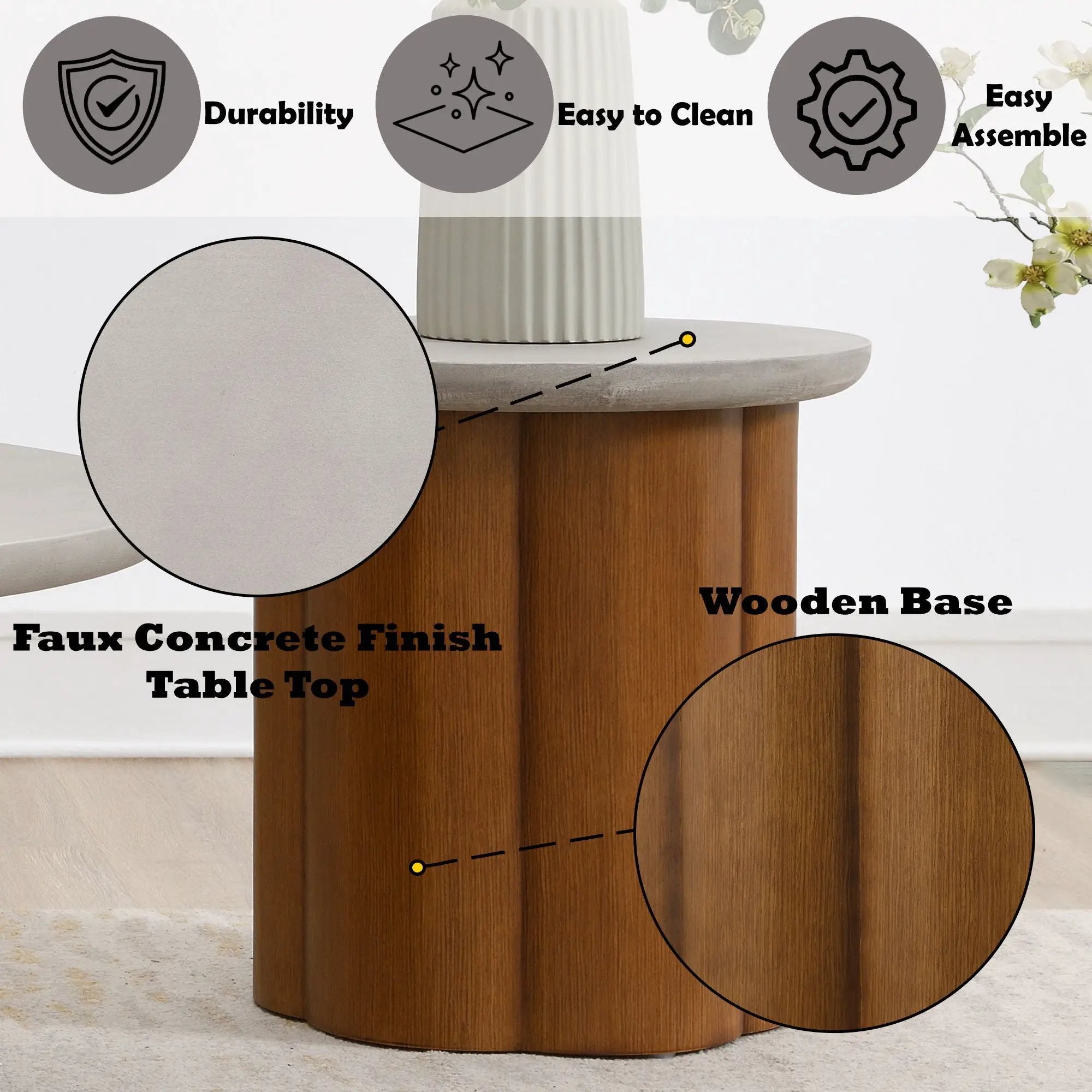Evenlyn - Faux Concrete Top Table by HouseOfZazla