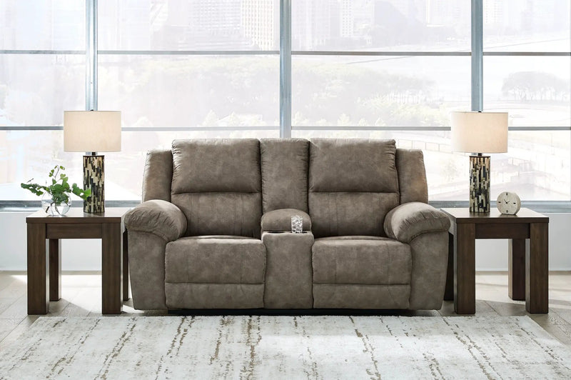 Laresview - Dbl Reclining Loveseat with Console - Fossil by Unique Piece Furniture