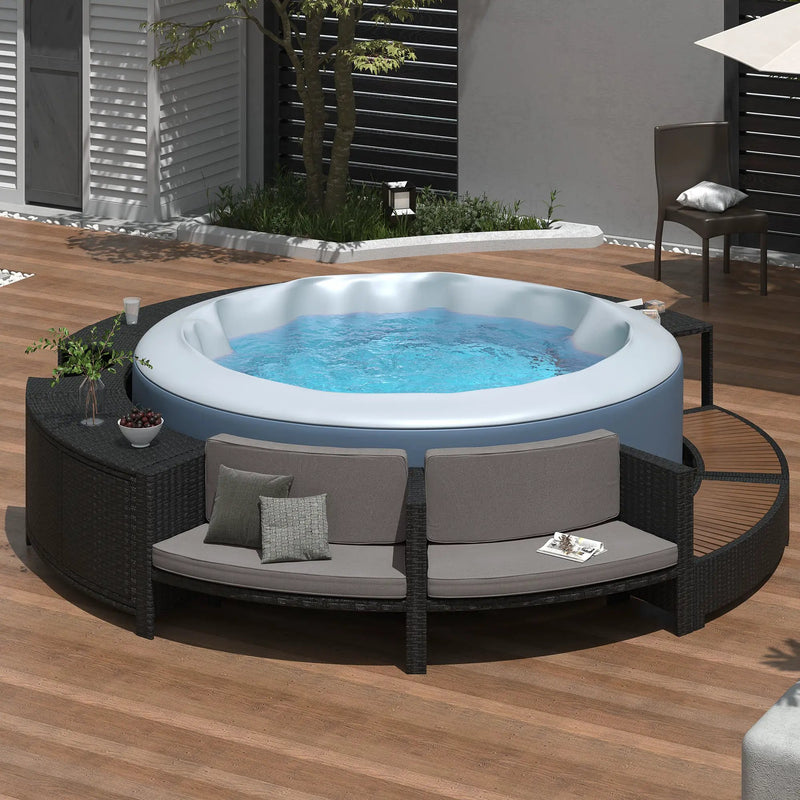 Spa Surround Spa Frame Patio Rattan Sofa Set With Storage Spaces, Mini Sofa And Comfortable Cushion For Patio, Backyard by HouseOfZazla