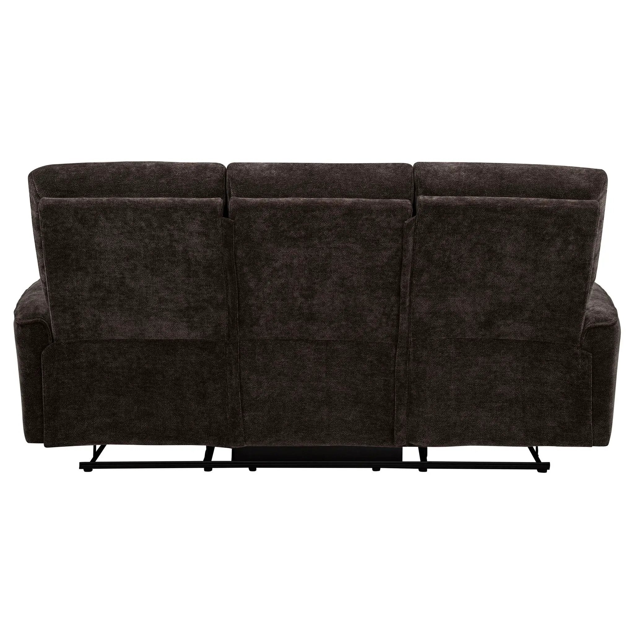 Navarro Chenille Upholstered Reclining Sofa Dark Brown by Unique Piece Furniture