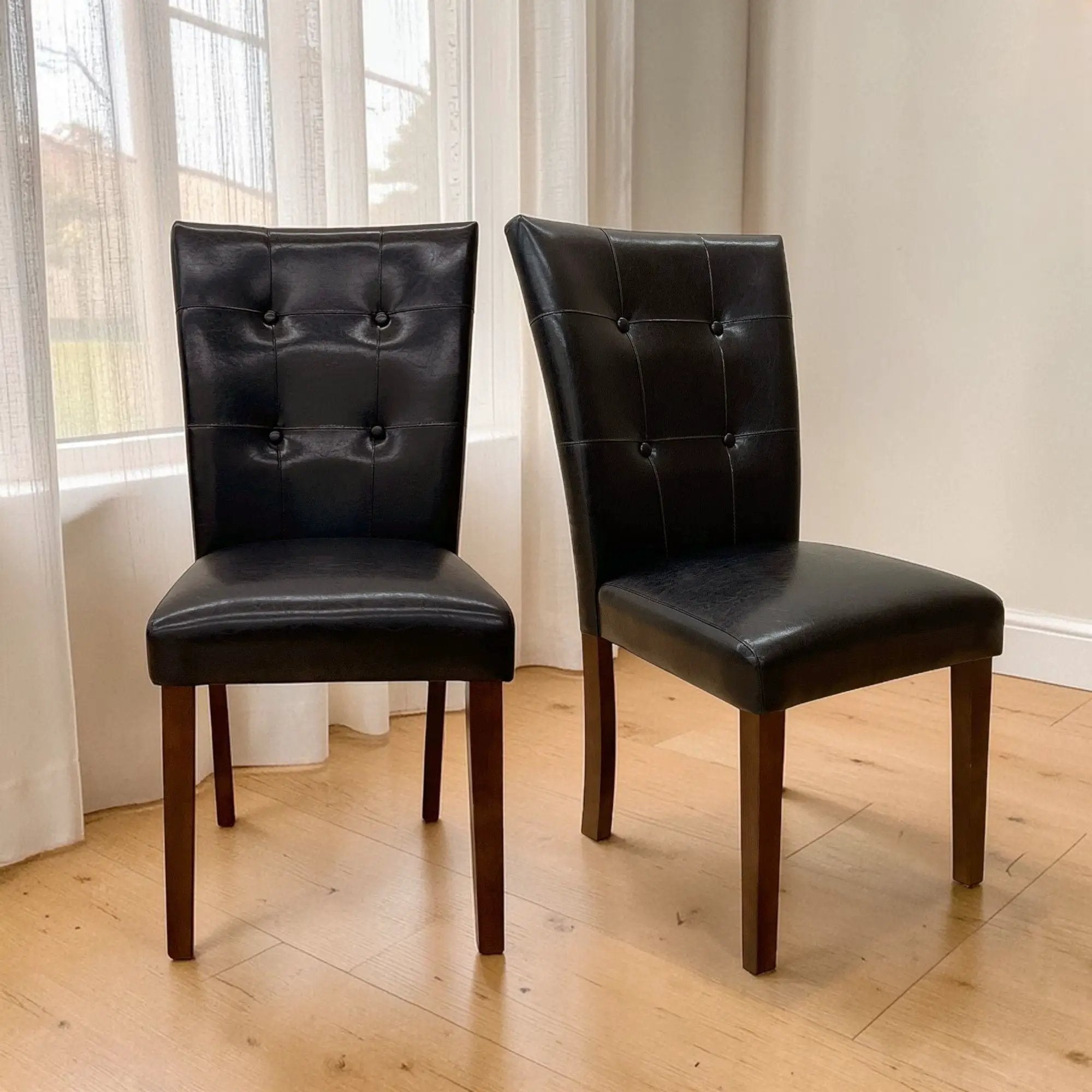 Britney - Synthetic Leather Side Chair (Set of 2) - Brown / Walnut by Unique Piece Furniture